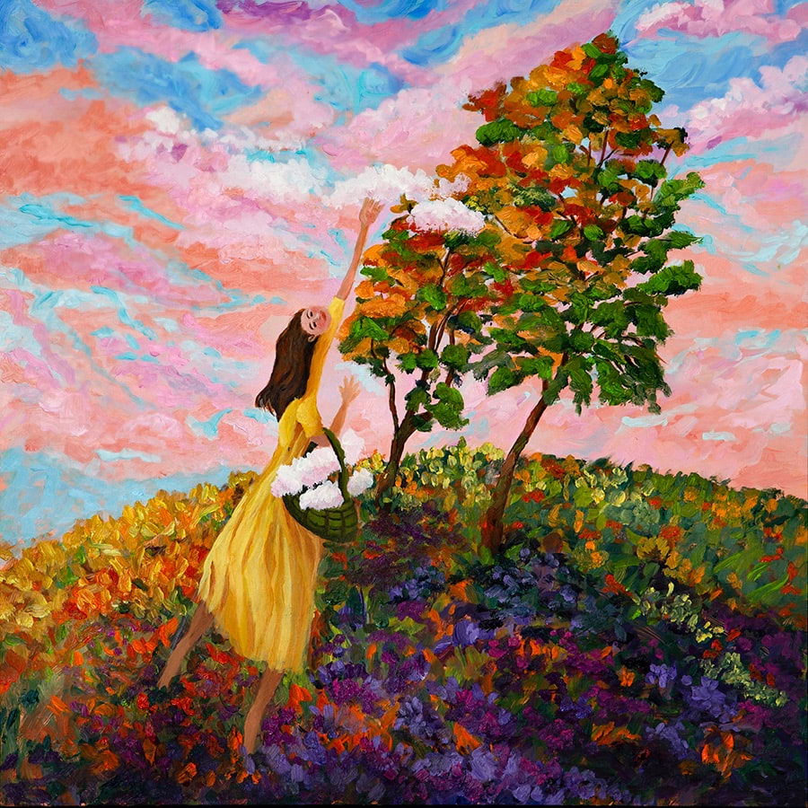 Cotton Candy Clouds Print (Original size 18 x 18)