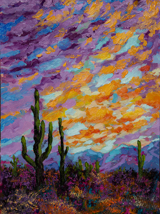 Saguaro Sky 12 x 9 (Oil: non-toxic)