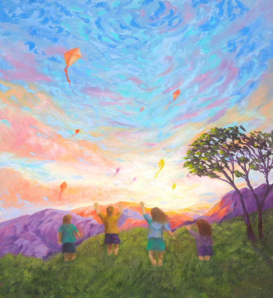 Children with Kites 24 x 22 (Oil: non-toxic)