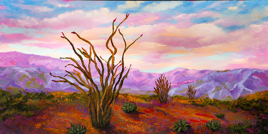 Ocotillo Blooms 12 x 24 (Oil: non-toxic)