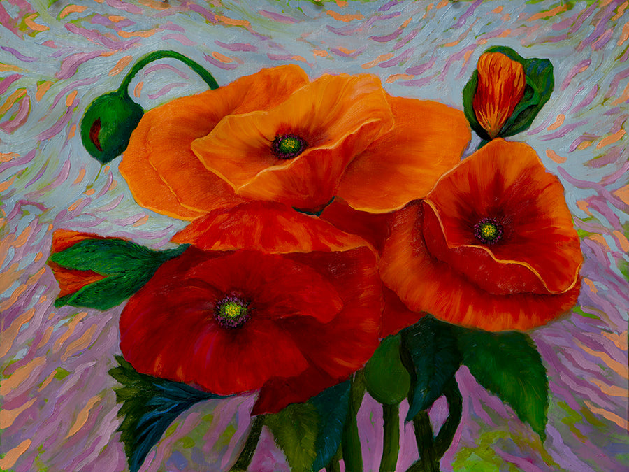 Brimming Poppies 18 x 24 (Oil: non-toxic)